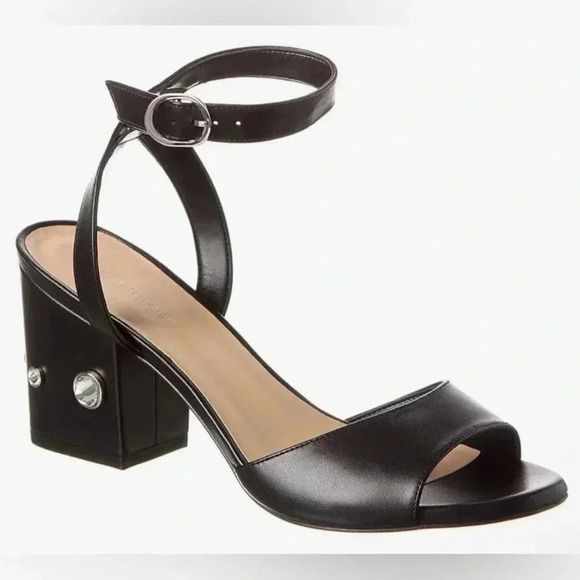 Stuart Weitzman Allshine Block 75 Leather Sandal - Picture 1 of 8